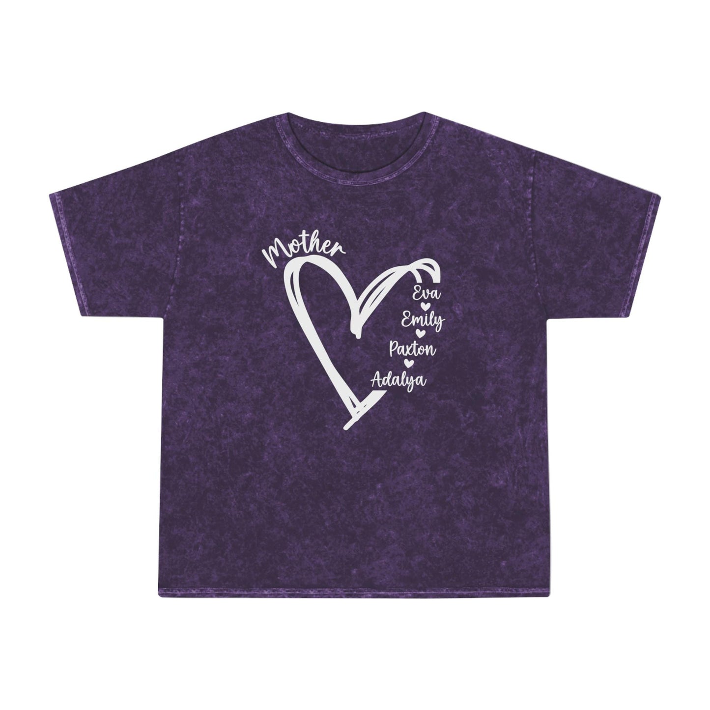 Mother's Day Mineral Wash T-Shirt, Soft Unisex Tee, Heart Design, Gift for Mom, Family Reunion Shirt, Everyday Casual Wear
