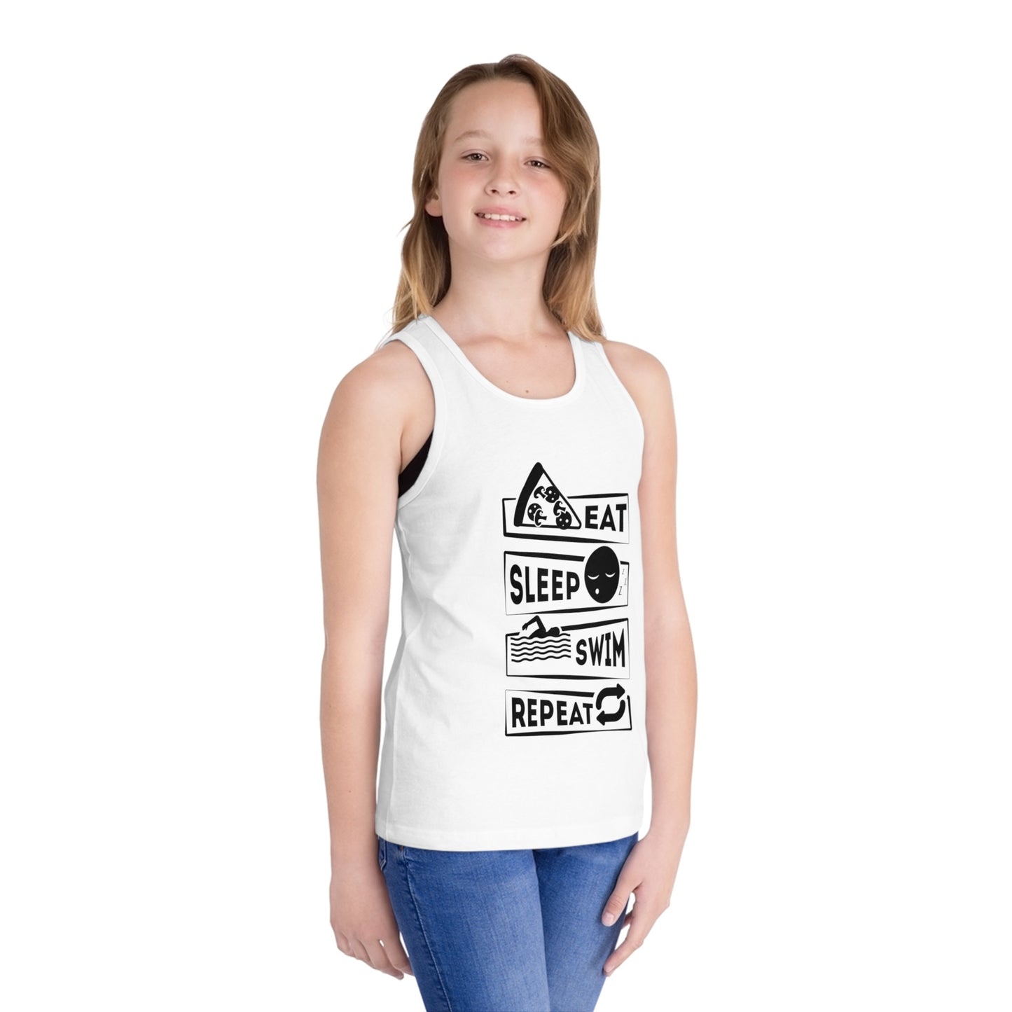 Eat Sleep Swim Repeat, Swimming Shirt, Kid's Jersey Tank Top