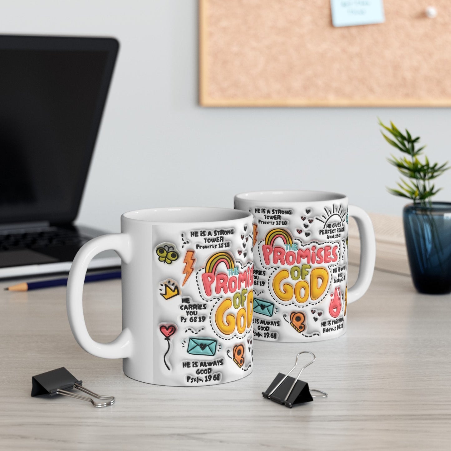 The Promises of God, God's promises Mug, Ceramic Mug 11oz, Bible verses mug, 3D Sublimation Mug, Coffee Mug, Retro Christian Puffy