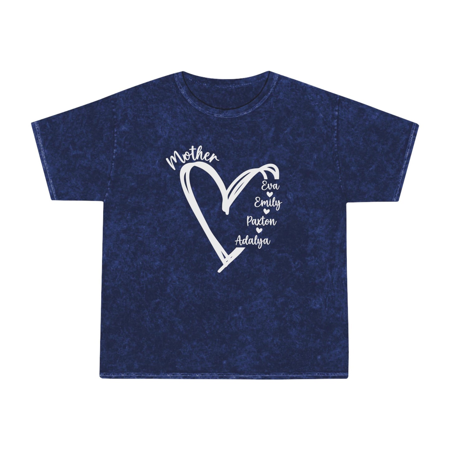 Mother's Day Mineral Wash T-Shirt, Soft Unisex Tee, Heart Design, Gift for Mom, Family Reunion Shirt, Everyday Casual Wear