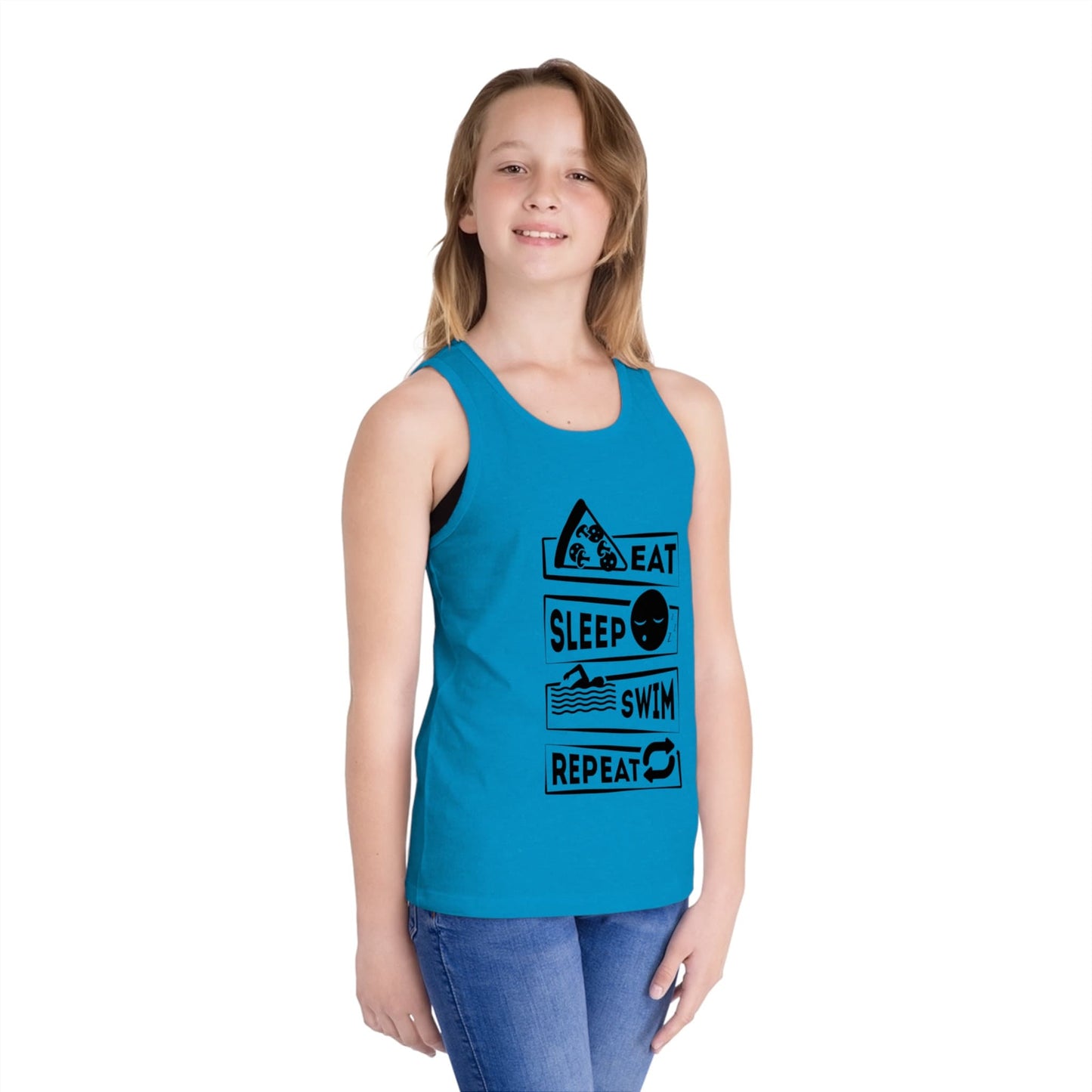 Eat Sleep Swim Repeat, Swimming Shirt, Kid's Jersey Tank Top