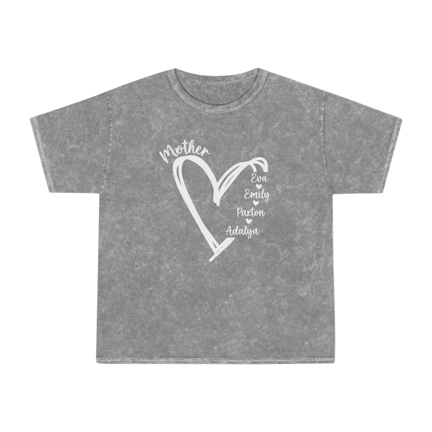 Mother's Day Mineral Wash T-Shirt, Soft Unisex Tee, Heart Design, Gift for Mom, Family Reunion Shirt, Everyday Casual Wear