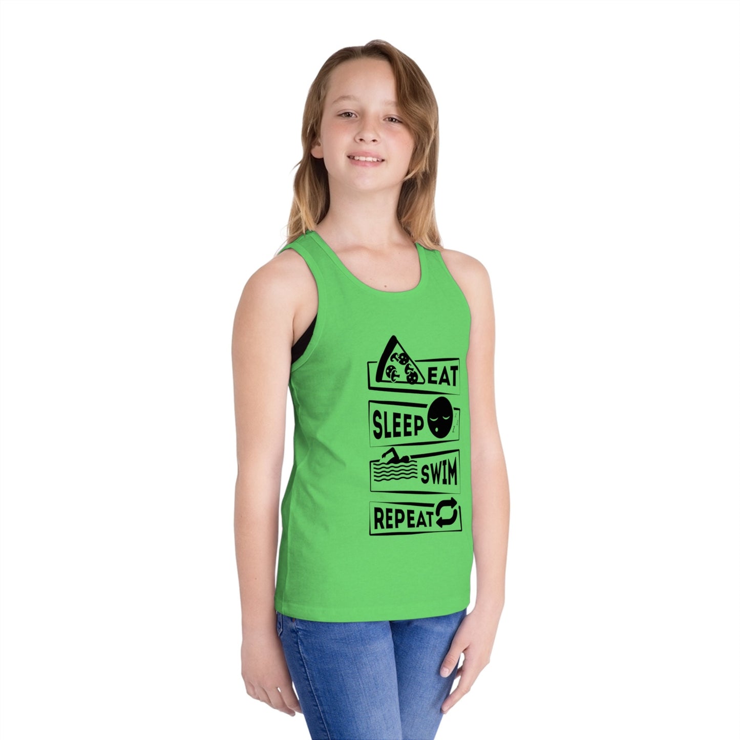 Eat Sleep Swim Repeat, Swimming Shirt, Kid's Jersey Tank Top
