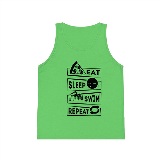 Eat Sleep Swim Repeat, Swimming Shirt, Kid's Jersey Tank Top