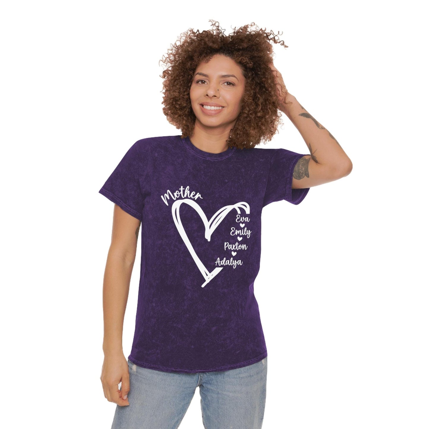 Mother's Day Mineral Wash T-Shirt, Soft Unisex Tee, Heart Design, Gift for Mom, Family Reunion Shirt, Everyday Casual Wear