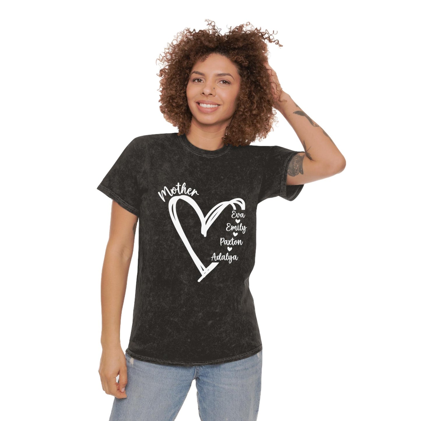 Mother's Day Mineral Wash T-Shirt, Soft Unisex Tee, Heart Design, Gift for Mom, Family Reunion Shirt, Everyday Casual Wear