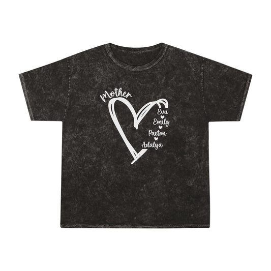 Mother's Day Mineral Wash T-Shirt, Soft Unisex Tee, Heart Design, Gift for Mom, Family Reunion Shirt, Everyday Casual Wear