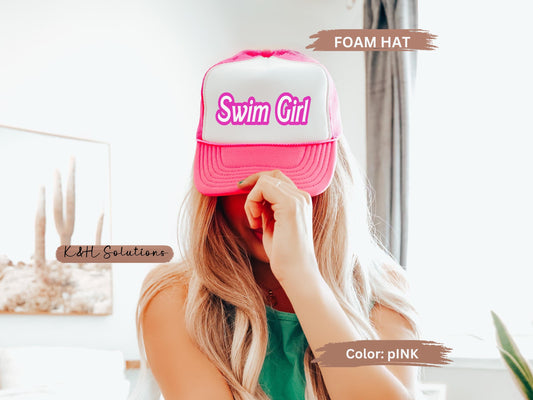 Swim Girl Cap | Pink Otto Trucker Hat | Team Hats | Gift for a Friend | Summer Cap | Pink Hat