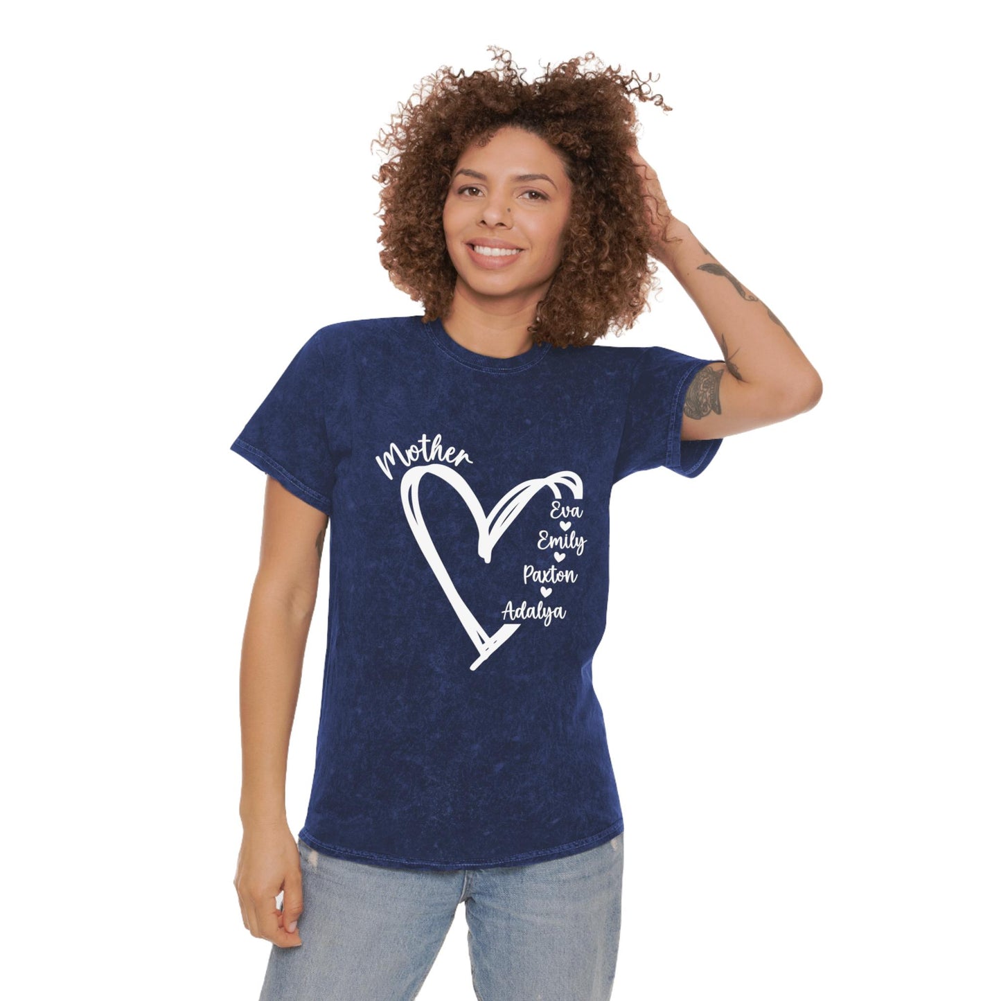 Mother's Day Mineral Wash T-Shirt, Soft Unisex Tee, Heart Design, Gift for Mom, Family Reunion Shirt, Everyday Casual Wear