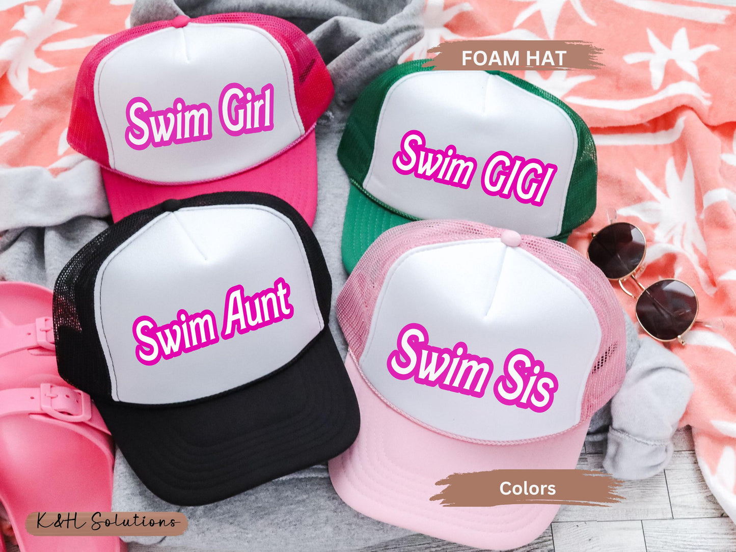 Swim GIGI | Pink Otto Trucker Hat | Team Hats | Gift for a Friend | Summer Cap | Pink Hat